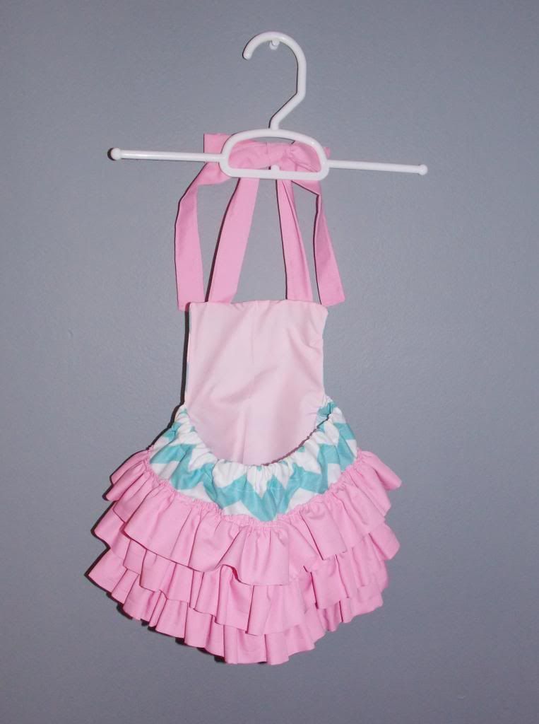 New Boutique Ruffle Bubble Romper CHEVRON / PASTEL PINK Halter One