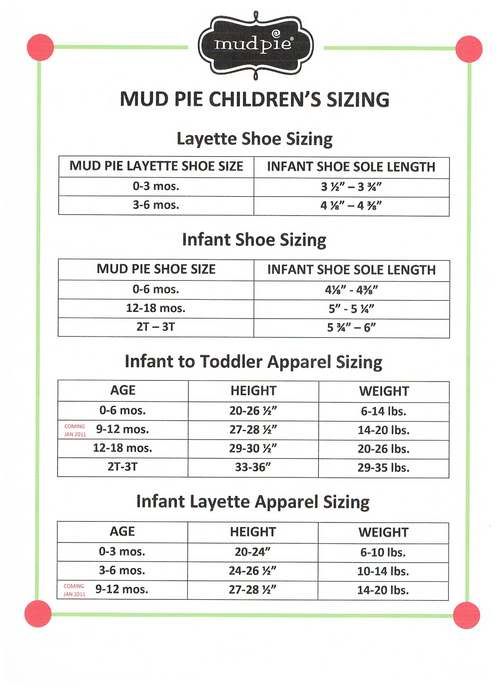 Mud Pie Baby Size Chart