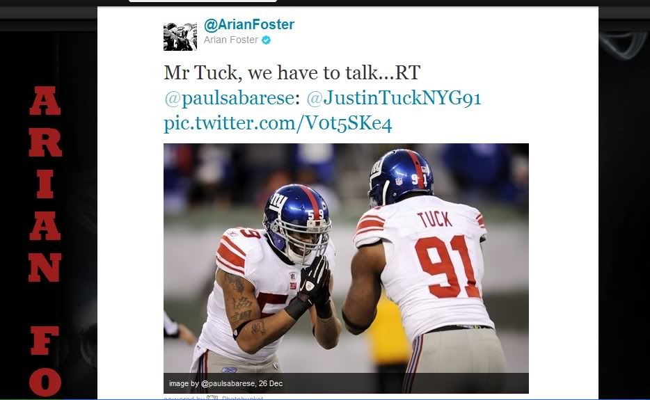 Arian Foster calls out J Tuck