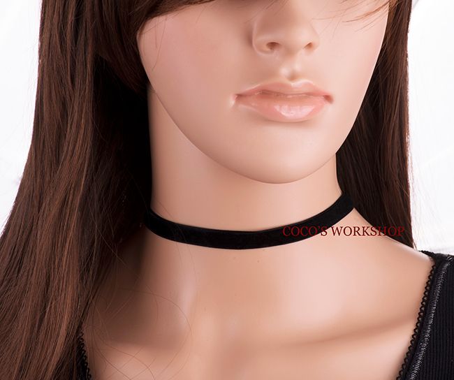 vintage handmade velvet classic black plain choker vintage handmade velvet classic black plain choker
